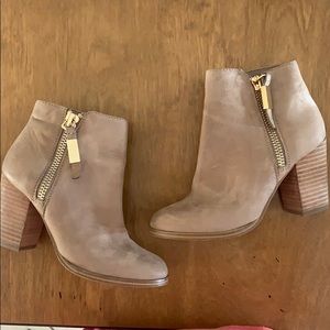 ALDO taupe ankle zip up boots
